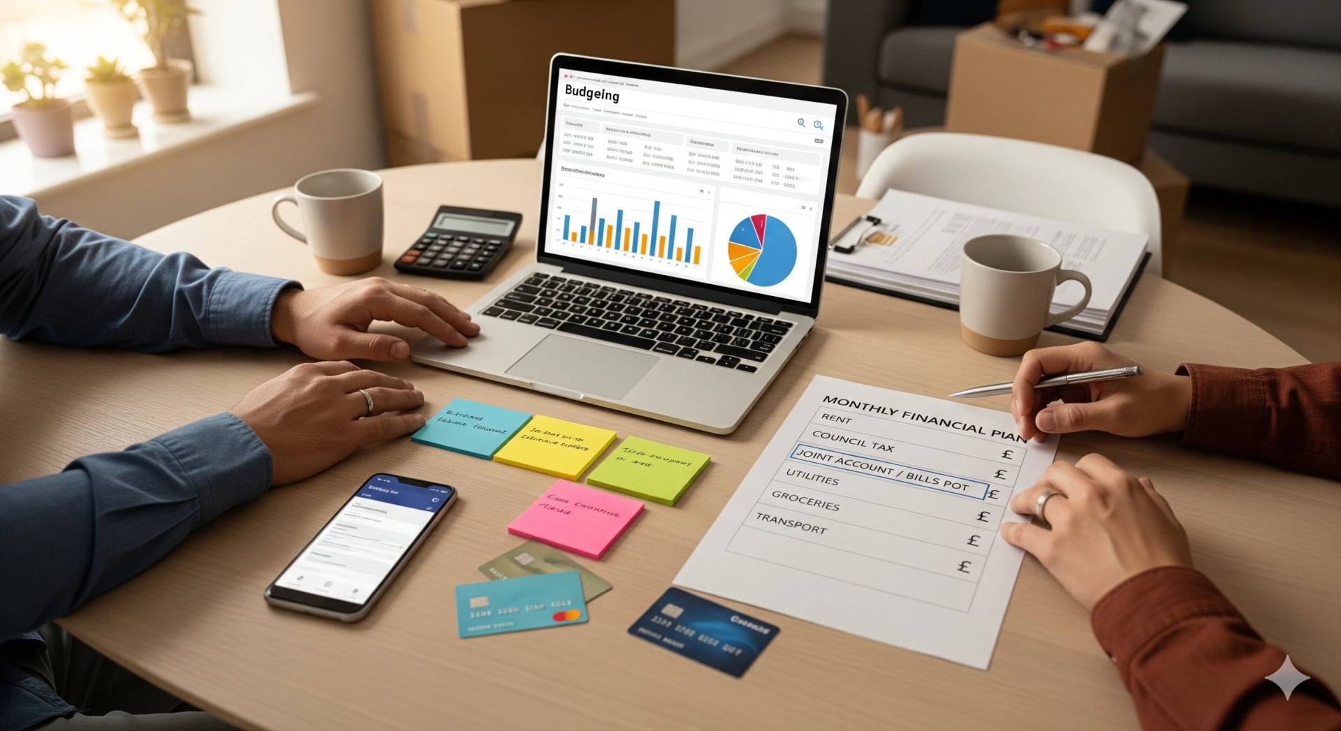 Couple combining finances with a simple joint system in the UK